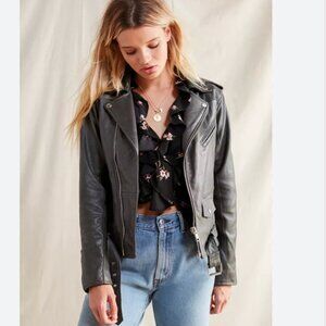 PELECHECOCO / Re-worked Leather Biker Jacket Black - XS